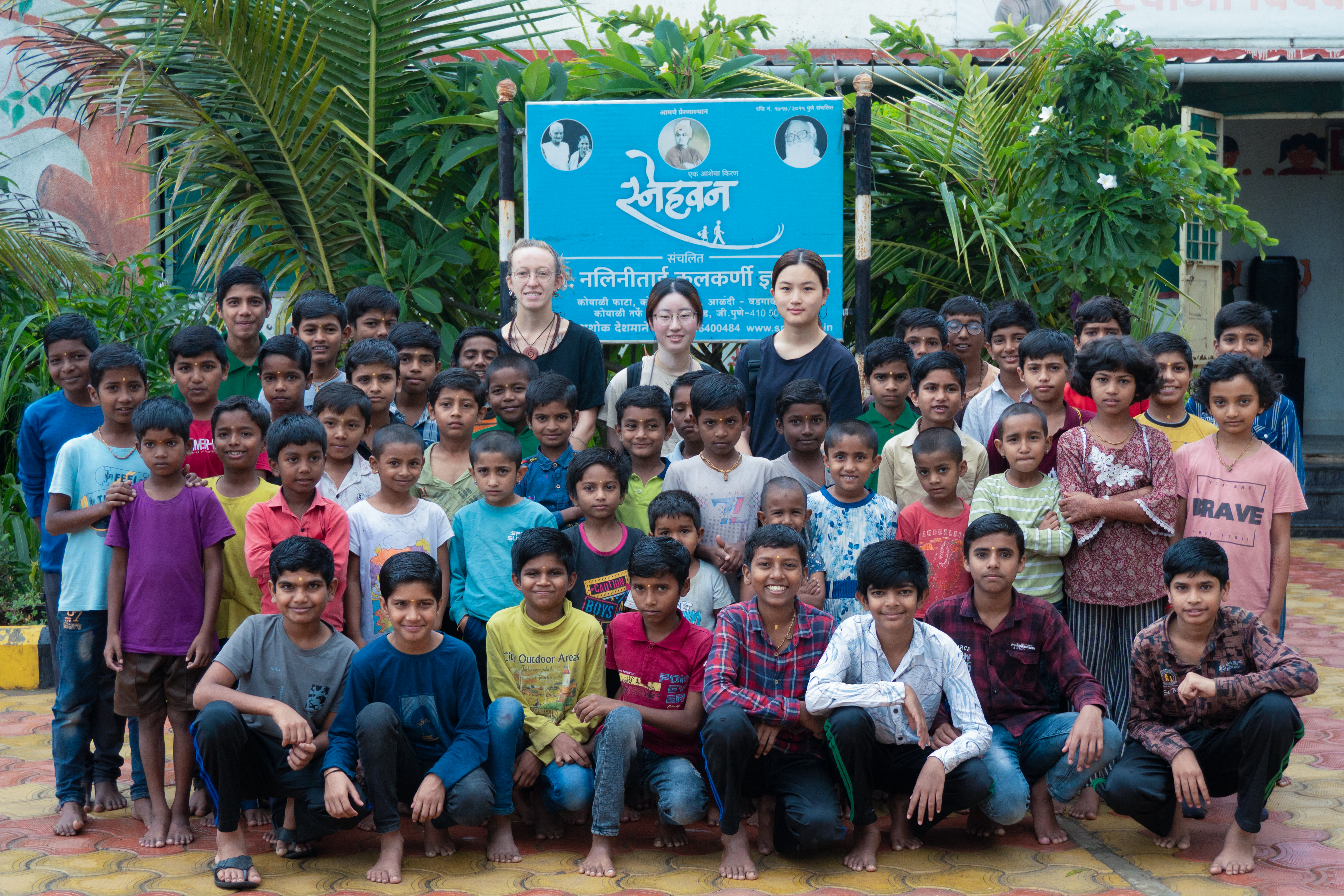 The children of Snehwan with visitors at the campus